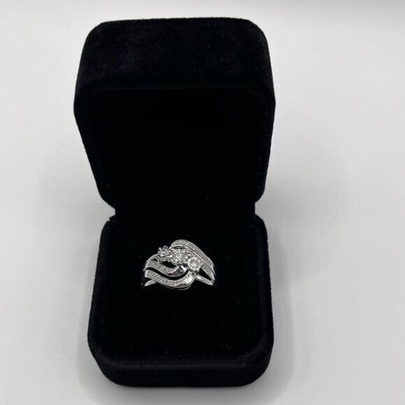 0.40 CT Natural Diamond Sterling Silver Ring - Picture 1 of 10